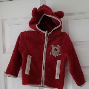 NWT Sacramento Republic FC cozy Red Fleece Bear Hooded Jacket 3-6 Months